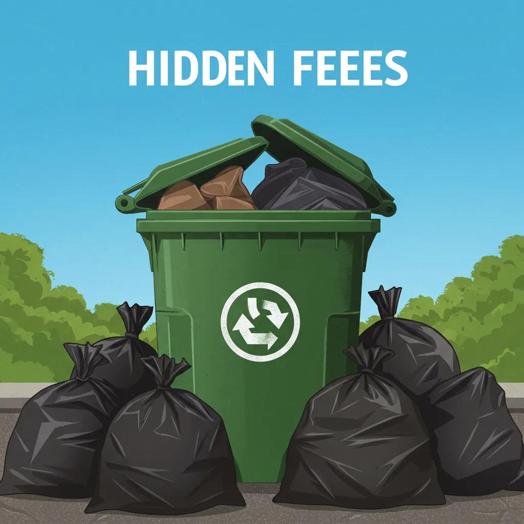 Close-up of a trash collection bin with bags, symbolizing potential hidden fees in valet trash services